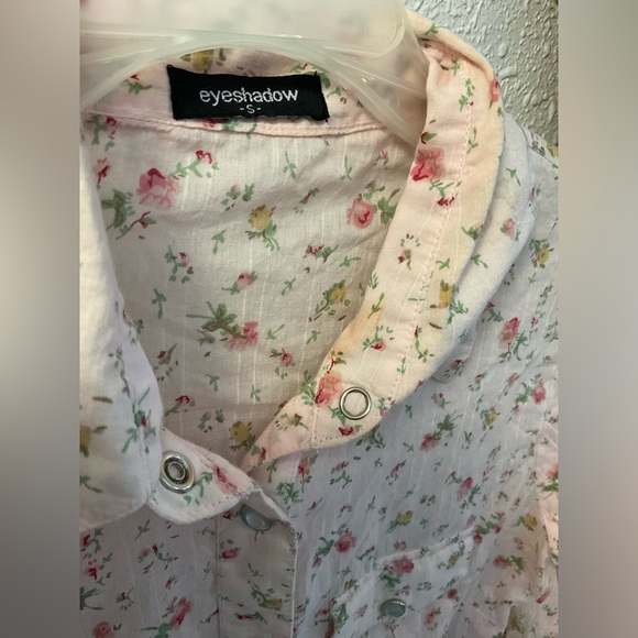 Vintage eyeshadow Y2K long sleeve floral button up top size small - Picture 6 of 10